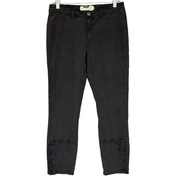 Anthropologie Charcoal Gray Button Micro Corduroy Skinny Pants Womens 29 - Picture 1 of 6